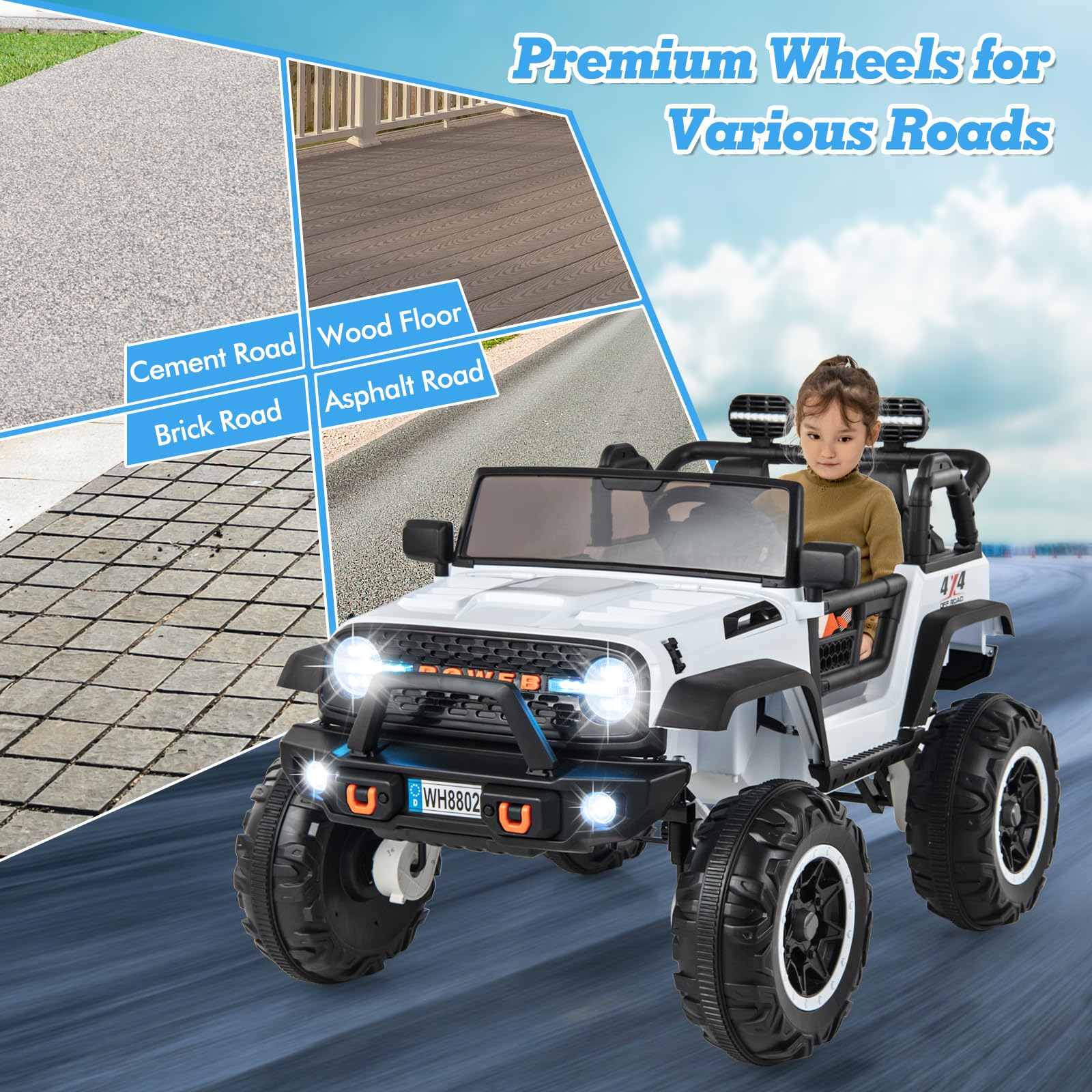 INFANS 24V 2 Seater Ride on Car for Kids, 2WD/4WD Battery Powered with Remote Control, 20" Wide Seat Electric Jeep Toys
