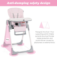 INFANS Foldable High Chair for Babies & Toddlers with Multiple Adjustable Backrest, Footrest and Seat Height