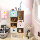 INFANS Kids Bookcase Toy Storage Organizer, Children Storage Cabinet with 3 Slide Drawers and 4 Cubes INFANS