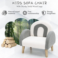 INFANS Kids Sofa, Toddler Armchair with Solid Wooden Frame Anti-Tipping Design Plush Fabric, Upholstered Children Chair