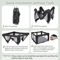 INFANS Foldable Baby Playpen with Mat, Large Baby Play Yard for Infant with 50 Ocean Balls, Fence Toddler Activity Center