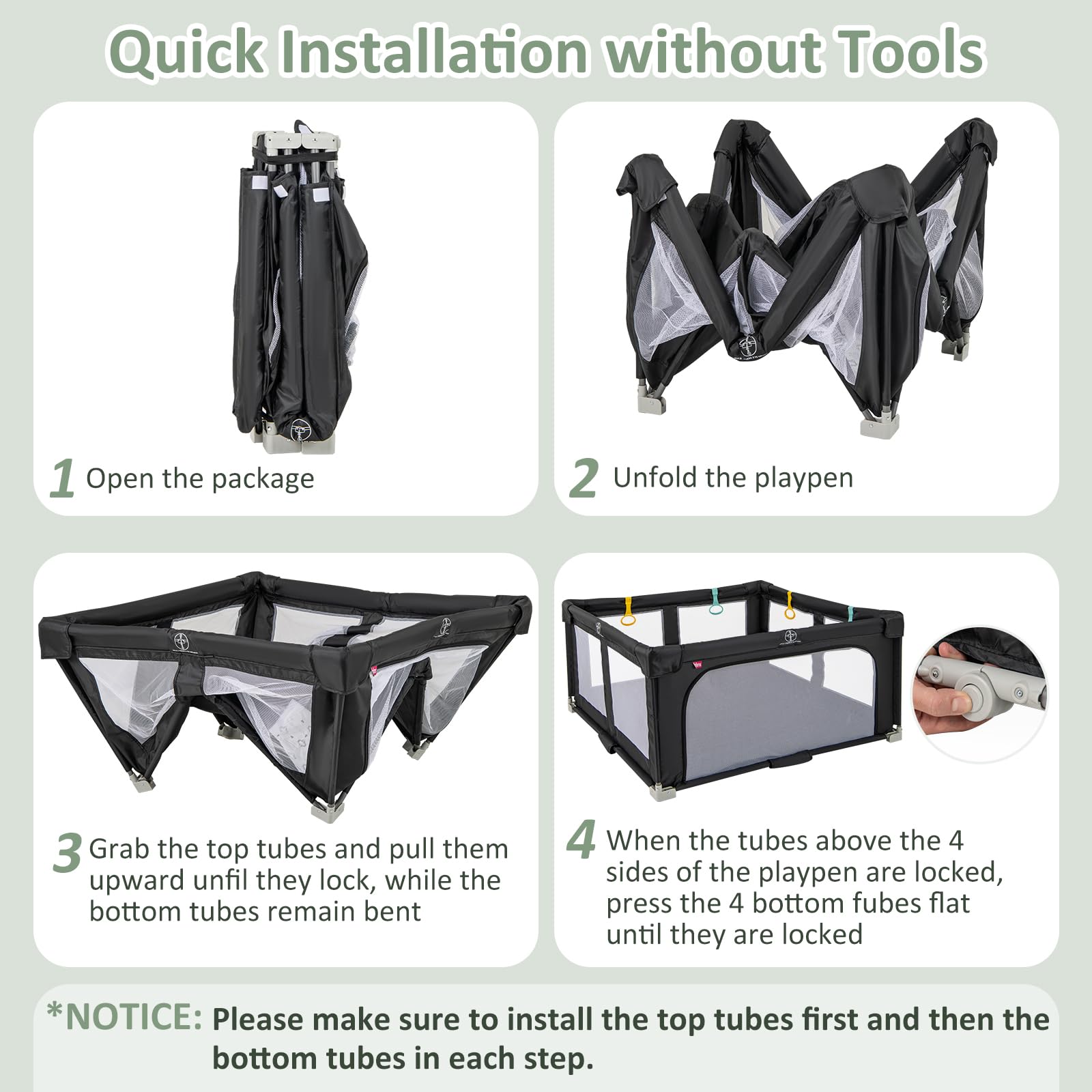 INFANS Foldable Baby Playpen with Mat, Large Baby Play Yard for Infant with 50 Ocean Balls, Fence Toddler Activity Center