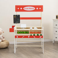 INFANS Grocery Store Marketplace Toy, Kids Wooden Market Stand Pretend Play Set