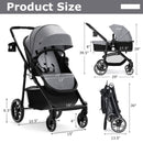 INFANS 2 in 1 Baby Stroller, High Landscape Infant Stroller, Foldable Pushchair