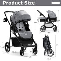 INFANS 2 in 1 Baby Stroller, High Landscape Infant Stroller, Foldable Pushchair