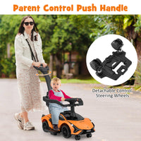 INFANS 3 in 1 Ride on Push Car, Licensed Lamborghini Baby Stroller Sliding Walking Car with Push Handle