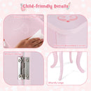 INFANS Kids Vanity, 2 in 1 Princess Makeup Desk Set, Wooden Dressing Table, Pretend Play Vanity Set