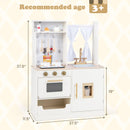 INFANS Kid Kitchen Playset, Toddler Wooden Pretend Cooking Set with Realistic Light & Sound, Stove, Microwave