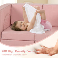 INFANS Modular Kids Play Couch, 8 PCS Toddler Creative Sectional Fort Building Sofa