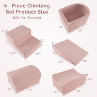INFANS Climbing Toys for Toddlers, Foam Climbing Blocks and Ball Pit for Baby, 5pc Kids Climb and Crawl Block Activity Play Set