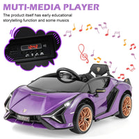 INFANS 12V Licensed Lamborghini Sian Kids Ride on Car with Parent Remote Control, Electric Toy Roadster Carbon Fiber Textured
