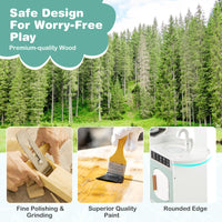 INFANS Corner Kids Kitchen Playset, Toddler Wooden Pretend Cooking Set with Lights Sounds Coffee Machine Washing Machine