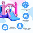 INFANS Inflatable Bounce House, Kids Candyland Pink Jumping Castle with Slide Ball Pit Basketball Rim