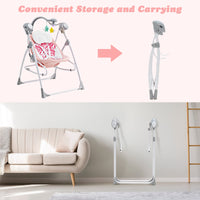 INFANS 2 in 1 Baby Swing and Bouncer for Infants, Portable Newborn Rocker with 5 Speed Sway Music Timing 2 Toys Remote Control, Easy Fold, Compact Electric Baby Swing for 0-6 Months Boy Girl INFANS