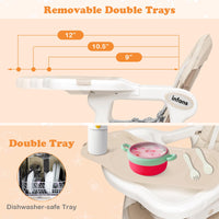 INFANS 5 in 1 Baby High Chair, Convertible Toddler Table Chair Set, Rocking Chair, Multi-Function Seat with Lockable Universal Wheels