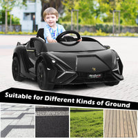 INFANS 12V Licensed Lamborghini Sian Kids Ride on Car with Parent Remote Control, Electric Toy Roadster Carbon Fiber Textured