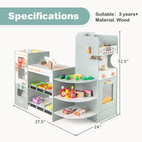 INFANS Grocery Store Playset, Kids Play Store, Wooden Supermarket Playset, Pretend Play Store Gift for Toddler