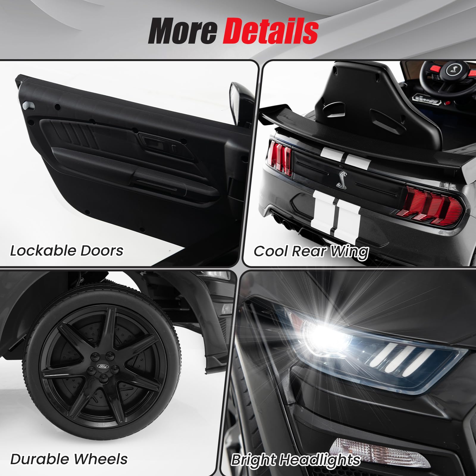 Licensed Ford Mustang GT500 Ride on Car for Kids by INFANS, Battery Powered Electric Vehicle with Remote Control, 37-96 months
