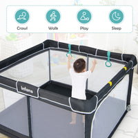 INFANS Baby Playpen, 50’’x50’’ Foldable Large Baby Playard, Indoor Outdoor Kids Activity Center Baby Fence