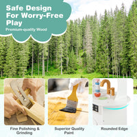 INFANS Corner Kids Kitchen Playset, Toddler Wooden Pretend Cooking Set with Lights Sounds Coffee Machine Washing Machine