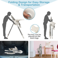 INFANS High Chair for Babies and Toddlers, Foldable Highchair with 7 Different Heights 4 Reclining Backrest Seat 3 Setting Footrest INFANS