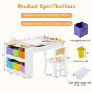 INFANS 3 in 1 Kids Art Table and Chair Set, Toddler Craft Play Wood Activity Desk with 2 Chairs Storage Canvas Bins