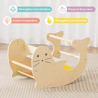 INFANS Climbing Toys for Toddlers, 3 in 1 Pikler Montessori Wooden Arch Climber Rocker Ladder, Indoor Kids Activity Climb Toy