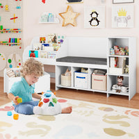 Kids Bookshelf Toy Storage Organizer with Reading Nook Seat Cushion