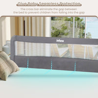 INFANS Bed Rail for Toddlers, 59" Foldable Safety Baby Crib Rail Fit for Kids Twin, Extra Long Swing Down Bed Guardrail for Convertible Crib, Queen, Full, King Mattress Side Guard