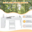 INFANS 3 in 1 Kids Art Table and Chair Set, Toddler Craft Play Wood Activity Desk with 2 Chairs Storage Canvas Bins