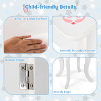 INFANS Kids Vanity, 2 in 1 Princess Makeup Desk Set, Wooden Dressing Table, Pretend Play Vanity Set