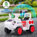 INFANS Ride on Car, 6V Electric Toy for Kids with Radar, Rocket, MP3, USB, Horn, 4-Wheeler Battery Powered Quad Gift for Toddlers