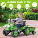 INFANS 12V Kids Ride on Tractor, Battery Powered Motorized Electric Car with Trailer, Dual Motors, Toddler Vehicle Toys