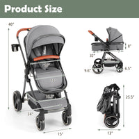 INFANS 2 in 1 Baby Stroller, Convertible Stroller, Foldable High Landscape Shock Absorption with Reversible Seat