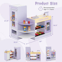 INFANS Kids Grocery Store Playset, Wooden Supermarket Toy Set with Cash Register, Vending Machine, Pretend Play Store