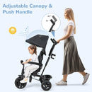 INFANS Kids Tricycle, 6 in 1 Baby Trike Toddler Bike with Reversible Seat, Adjustable Push Handle, Removable Canopy