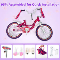 INFANS Kids Bike for Girls, 14 16 Inch Children's Bicycle with Removable Training Wheels and Doll Seat