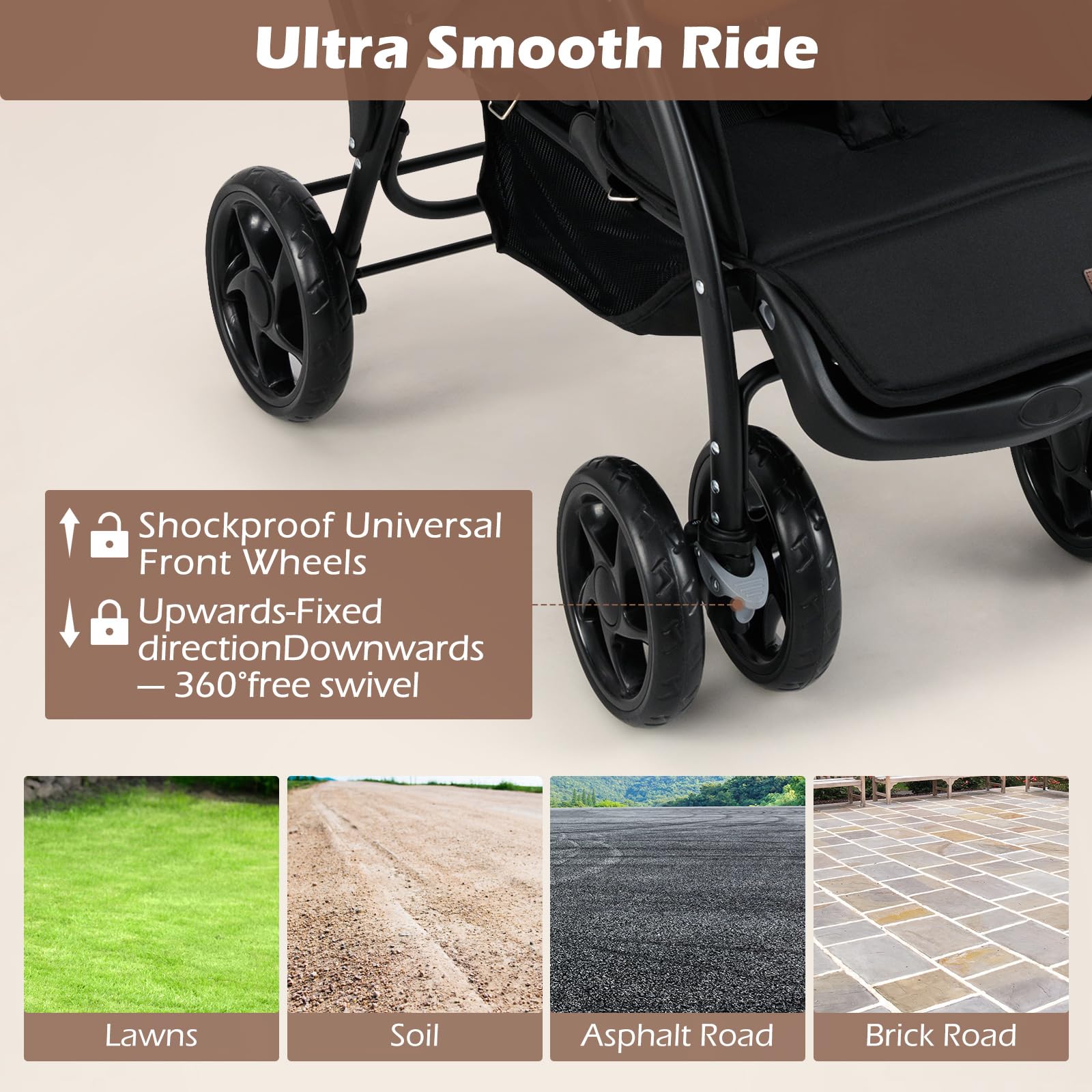 INFANS Double Stroller, Foldable Baby Tandem Stroller with Djustable Backrest Canopy Footrest
