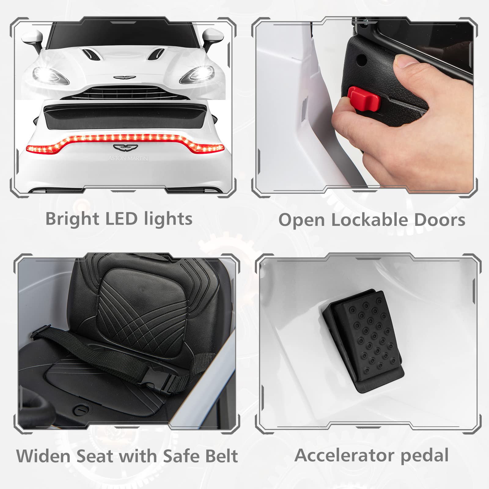 INFANS Kids Ride on Car, 12V Electric Vehicle Licensed Aston Martin DBX with Remote Control