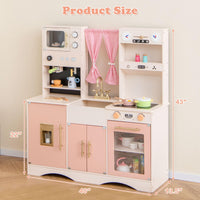 INFANS Kids Kitchen Playset Cooking Toy Kitchen Set with Coffee Machine Stove Removable Sink Microwave Storage Cabinet