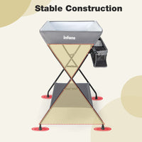 INFANS Baby Changing Table, Folding Diaper Station Portable Nursery Organizer with Safety Belt and Storage Racks