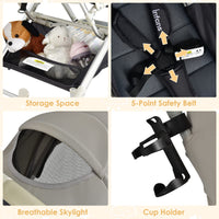 INFANS Lightweight Baby Stroller for 0-36 Month, Compact Stroller with One-Hand Fold, Travel Stroller for Airplane