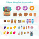 INFANS Kids Grocery Store Playset, Wooden Pretend Play Supermarket with LED Lights, Market Stand Toy