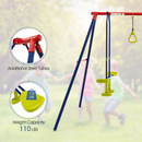 OLAKIDS 440lbs Swing Set, Outdoor 3 in 1 A-Frame Heavy Duty Metal Stand for Kids and Adults, Backyard Playground Activity Playset with Swing Seat, Glider, Trapeze Rings for Toddlers INFANS