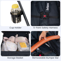 INFANS 2 in 1 Baby Stroller, Convertible Stroller, Foldable High Landscape Shock Absorption with Reversible Seat