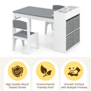 INFANS Kids Table and Chair Set, Toddler Art Craft Play Wood Activity Desk with 2 Chairs 4 Storage Canvas Bins Paper Roll