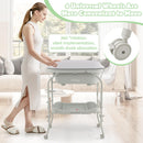 INFANS 2 in 1 Baby Changing Table with Bath Tub Unit, Folding Diaper Dresser Station with Wheels Waterproof Pad