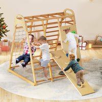 INFANS 8 in 1 Climbing Toys for Toddlers, Kids Wood Montessori Climber Playset, Indoor Playground Jungle Gym