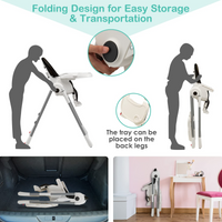 INFANS High Chair for Babies and Toddlers, Foldable Highchair with 7 Different Heights 4 Reclining Backrest Seat 3 Setting Footrest INFANS