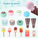 INFANS Ice Cream Cart Grocery Store Marketplace Toy, Market Stand Shop Pretend Play Set with Accessories Gift for Ages 3+
